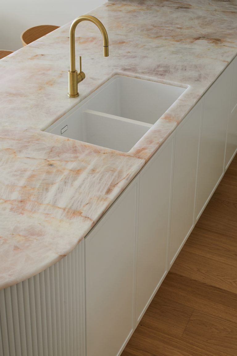 Cristallo Rosa Quartzite Kitchen Island